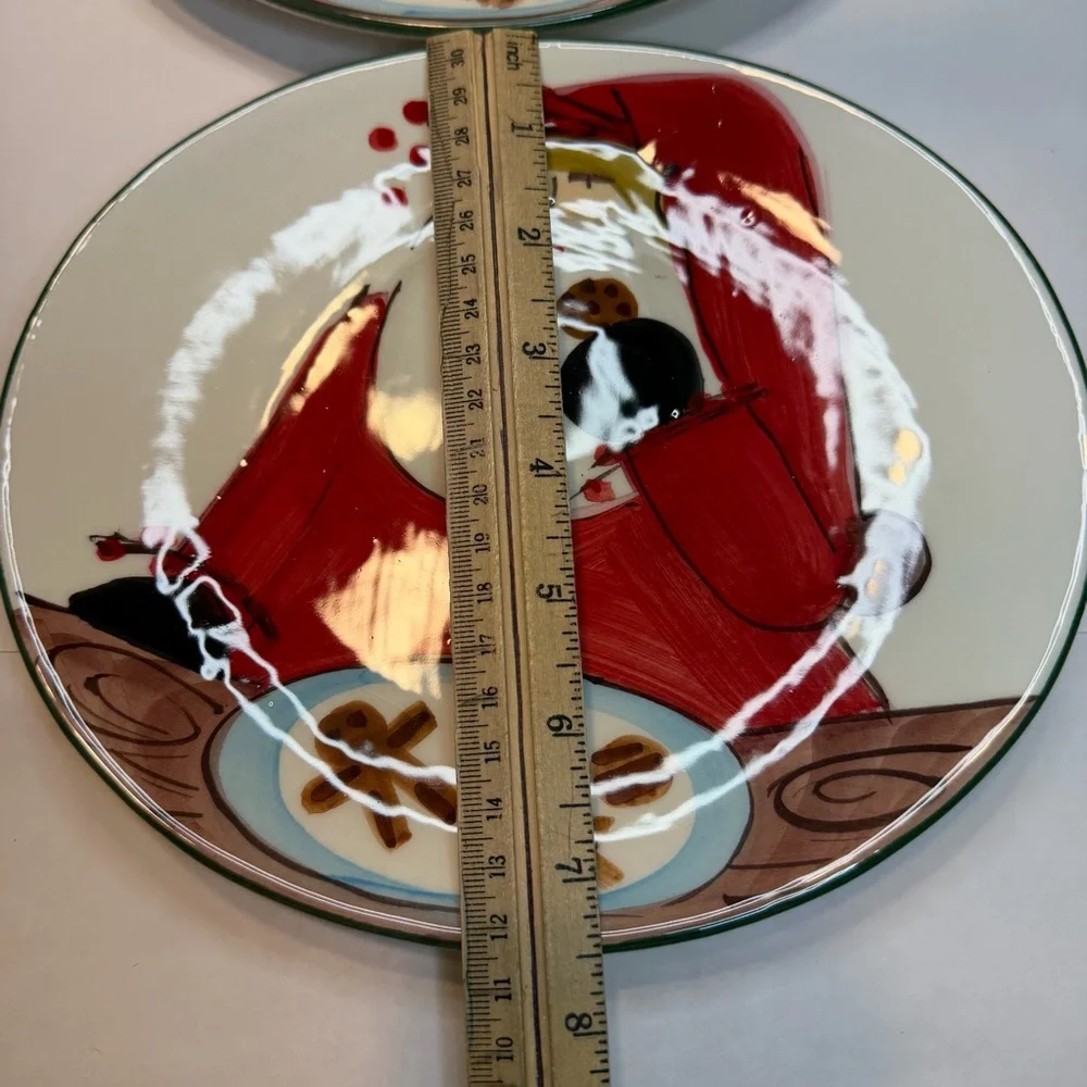 (2) VIETRI OLD ST NICK Cookie Plate Made in Italy Some Crazing Read! Set Of 2